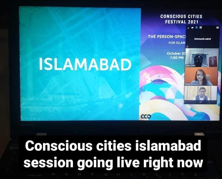 Fauzia Rizwan moderating the Conscious Cities Festival 2021, The Person-Space Continuum: Inclusive and Livable Islamabad